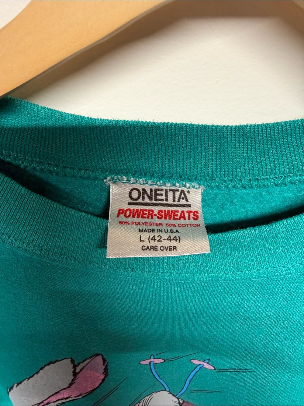 vintage Teal Ski Bunny Graphic Crewneck Sweatshirt - Picture 3 of 4